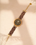 Milele wooden watch - Beaded Strap Brown/Gold