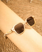 Waridi Mstatili cowhorn Sunglasses-Light Color