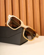 Waridi Mstatili cowhorn Sunglasses-Light Color